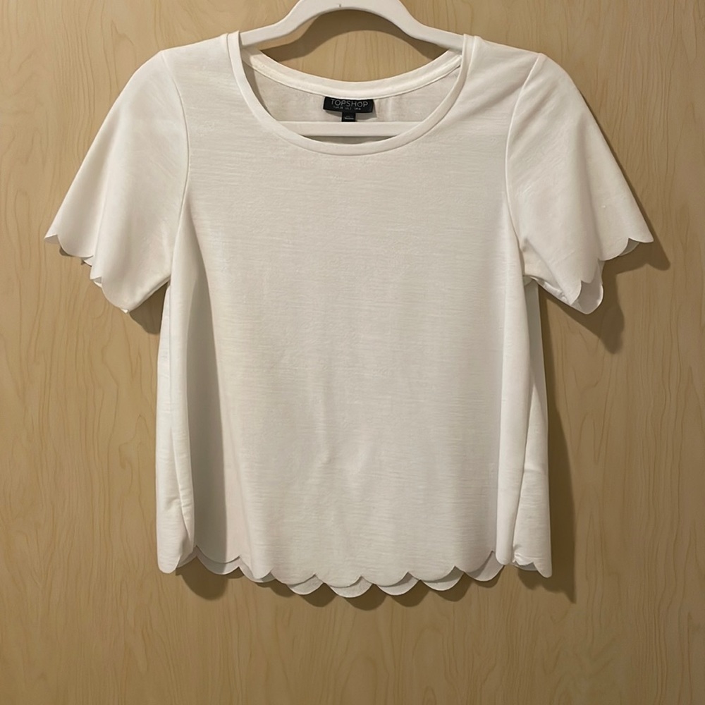 TopShop white scalloped shirt